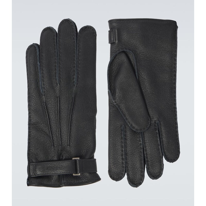 Zegna Embossed leather gloves