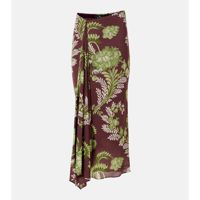 Etro Floral draped midi skirt