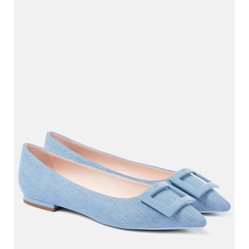 Roger Vivier Gommettine Ball denim ballet flats