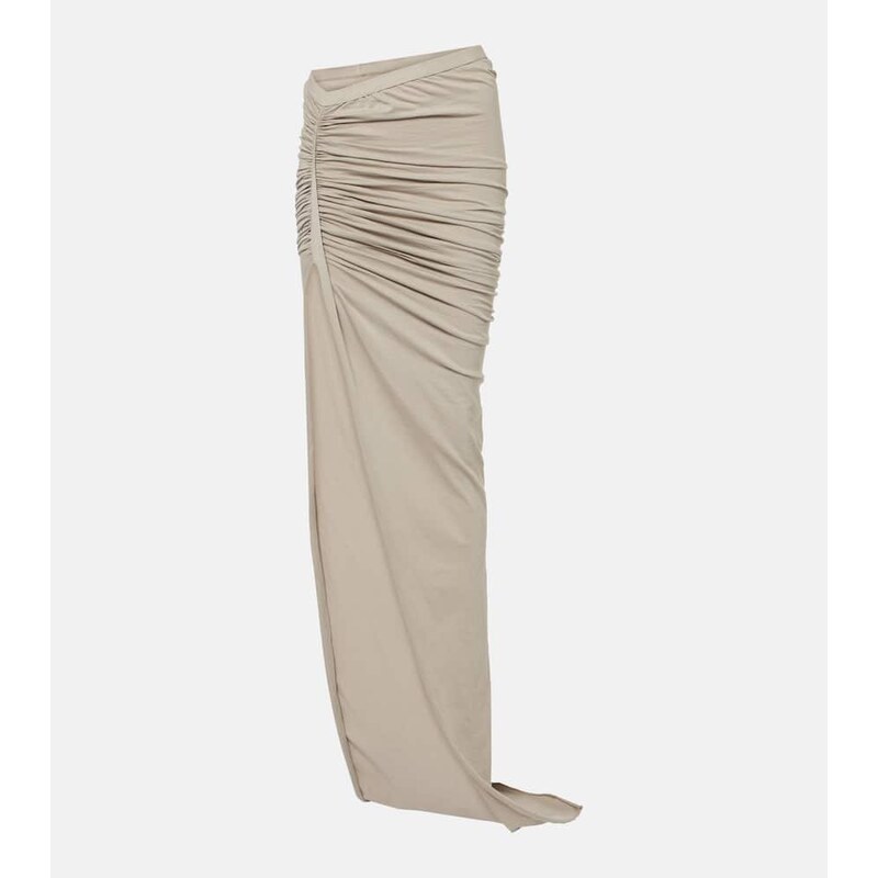 Rick Owens Ruched cotton jersey maxi skirt