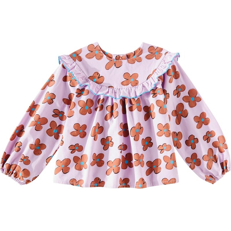 Jellymallow Flower ruffled cotton blouse
