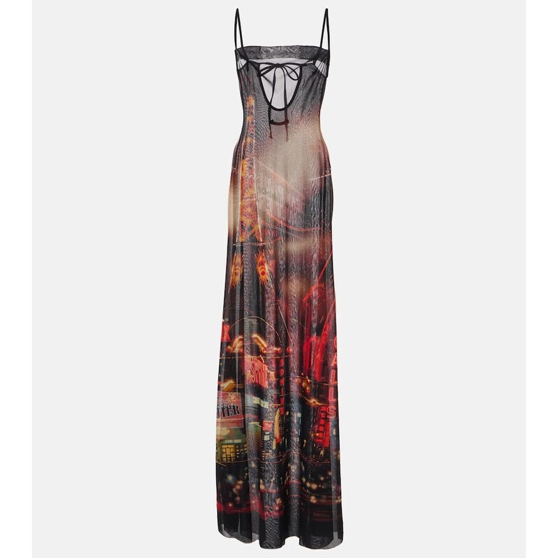 Jean Paul Gaultier Printed mesh slip dress
