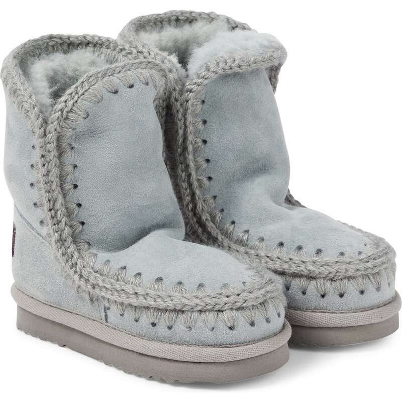 Mou Kids Shearling-lined suede ankle boots