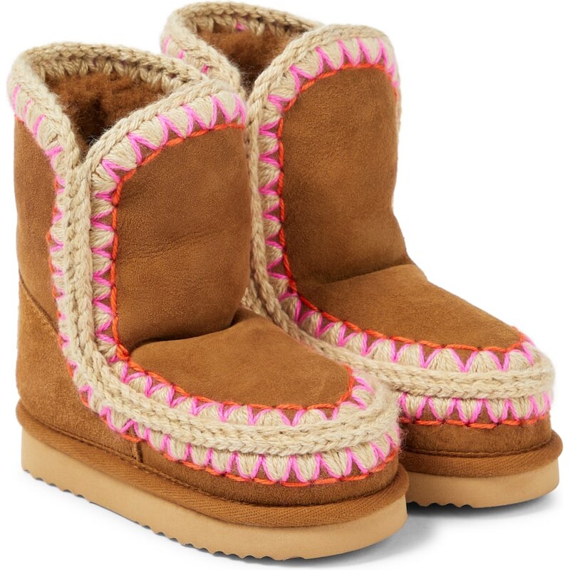 Mou Kids Shearling-lined suede ankle boots