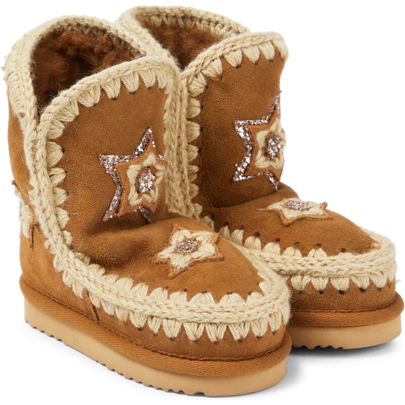 Mou Kids Shearling suede ankle boots