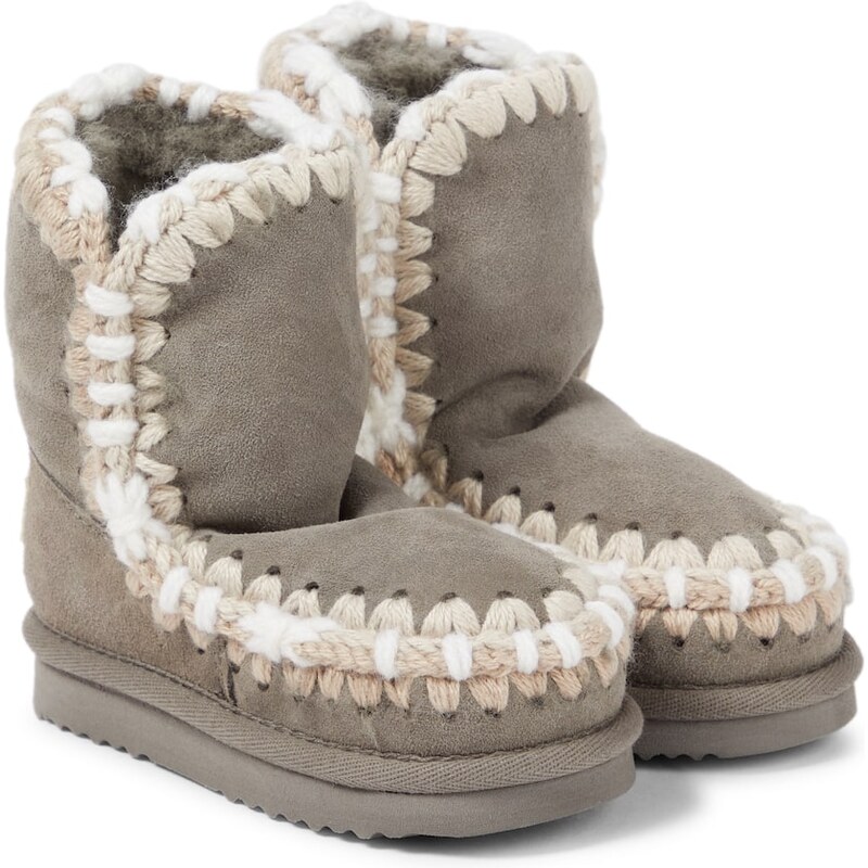 Mou Kids Shearling-lined suede ankle boots