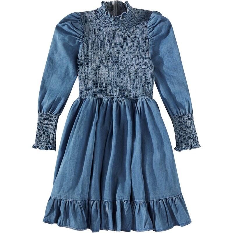 Petite Amalie Shirred cotton chambray dress