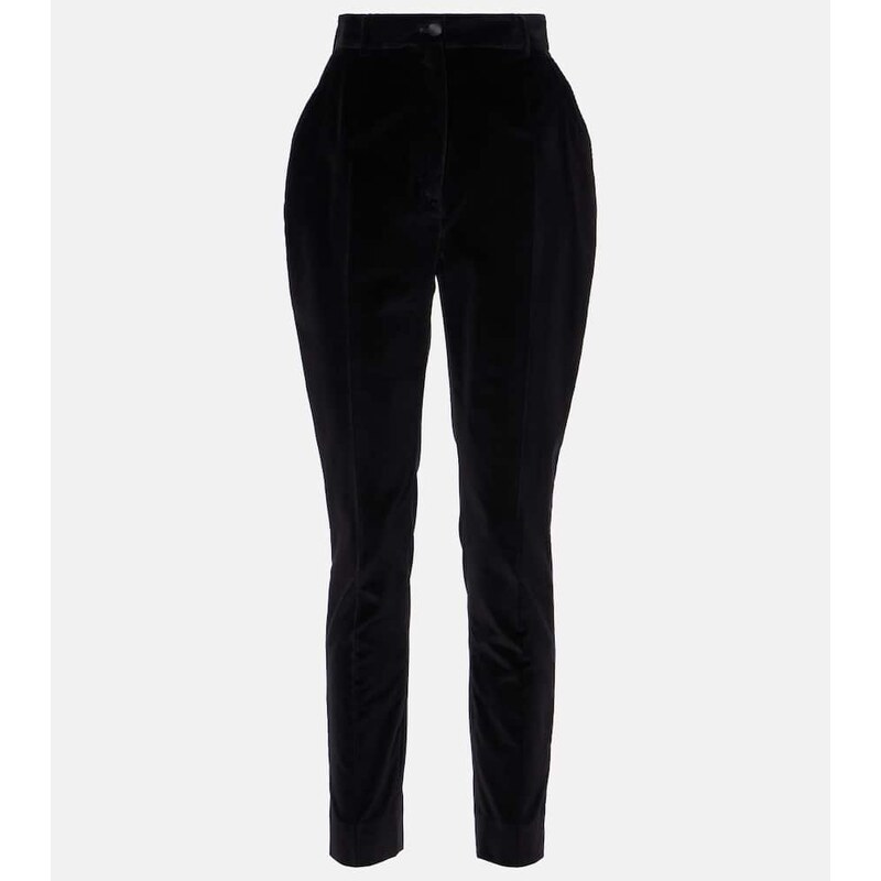 Dolce&Gabbana High-rise cotton-blend velvet tuxedo pants