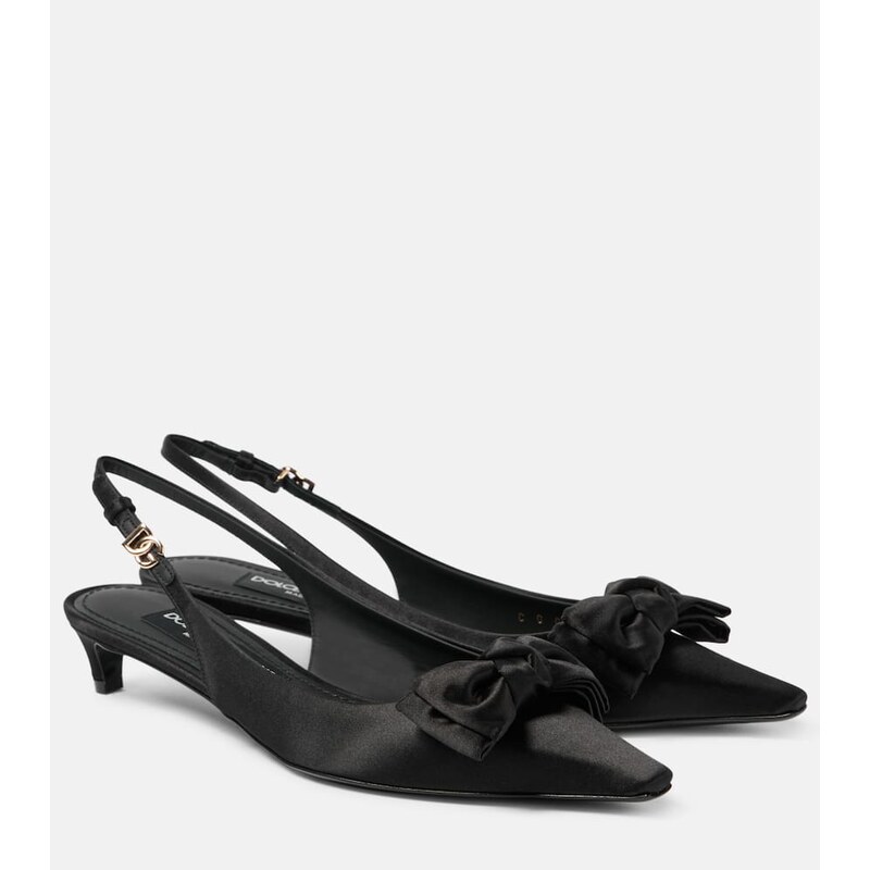 Dolce&Gabbana Bow-detail satin slingback pumps