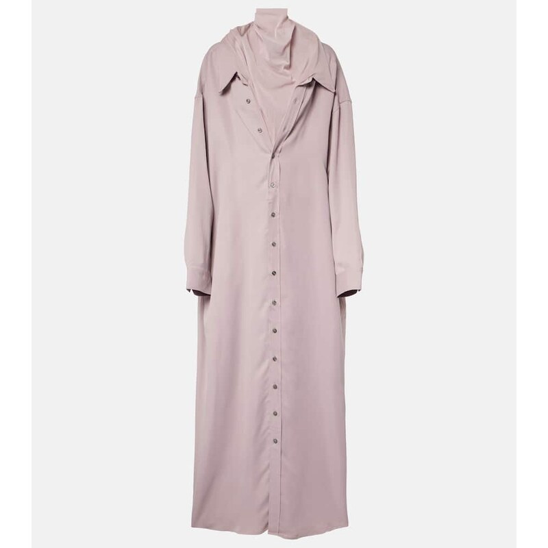 Y/Project Turtleneck mesh-trimmed shirt dress