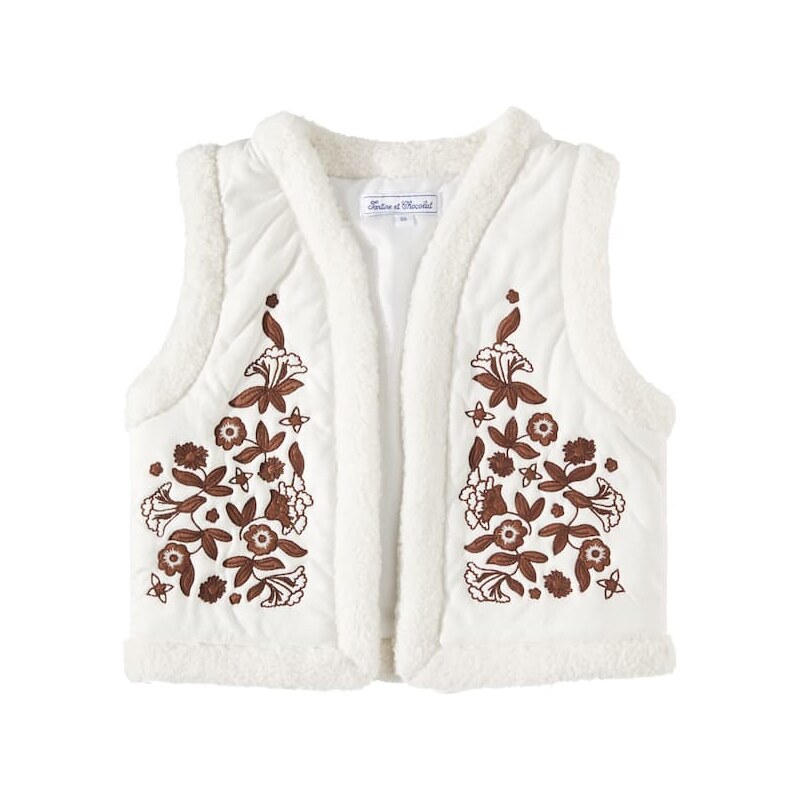 Tartine et Chocolat Floral faux fur-trimmed vest