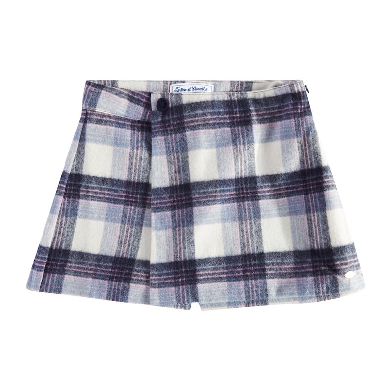 Tartine et Chocolat Checked wool-blend skort