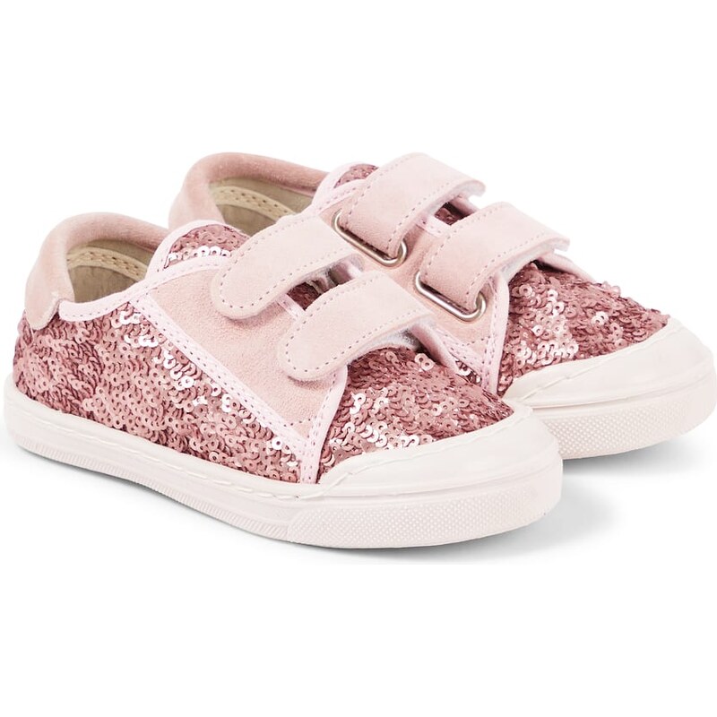 PèPè Villas sequined leather-trimmed sneakers