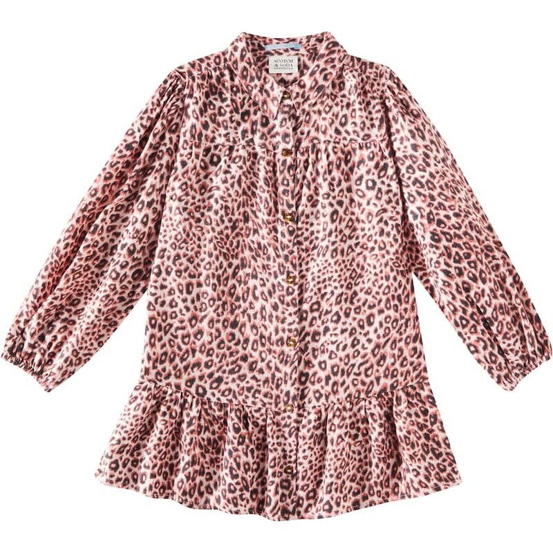 Scotch & Soda Kids Leopard-print cotton flannel shirt dress