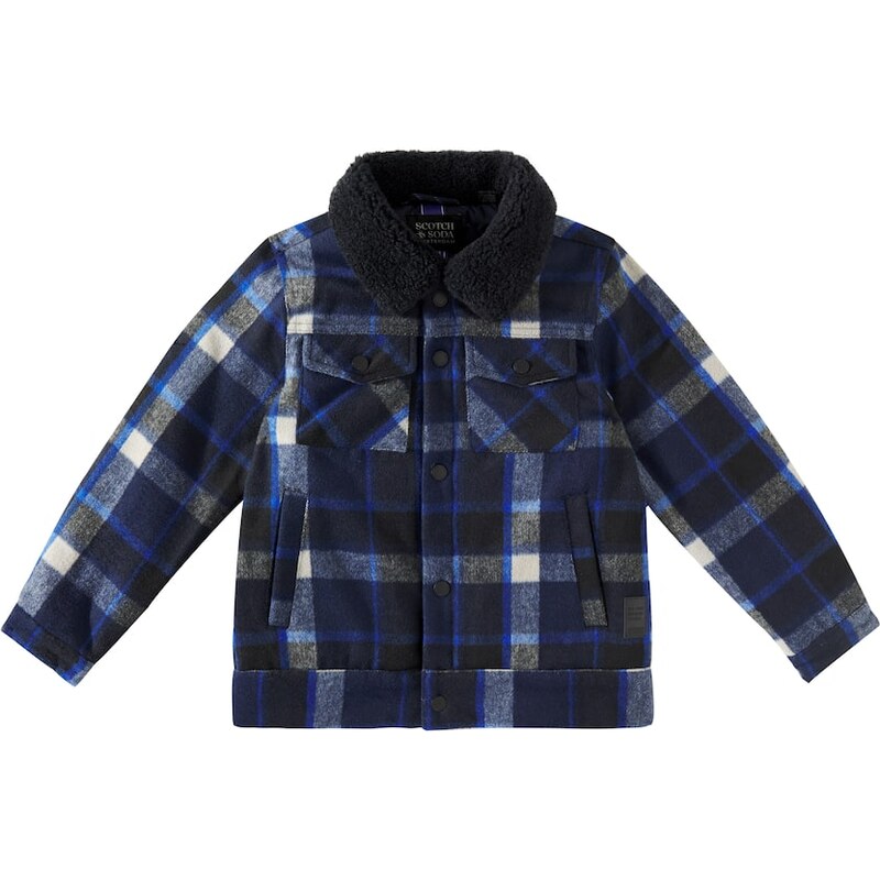 Scotch & Soda Kids Faux shearling-trimmed checked jacket