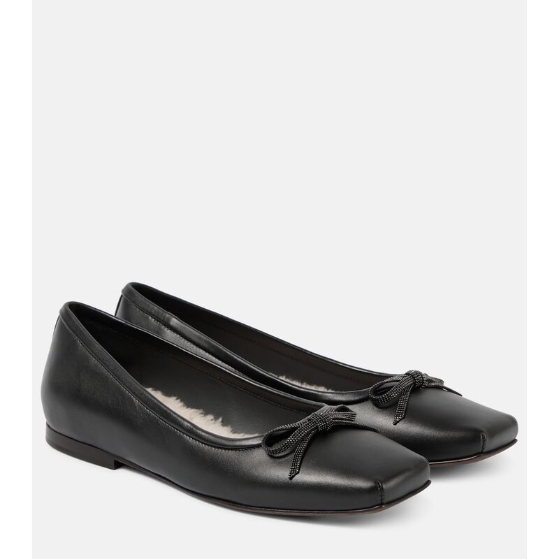 Brunello Cucinelli Monili bow-detail leather ballet flats