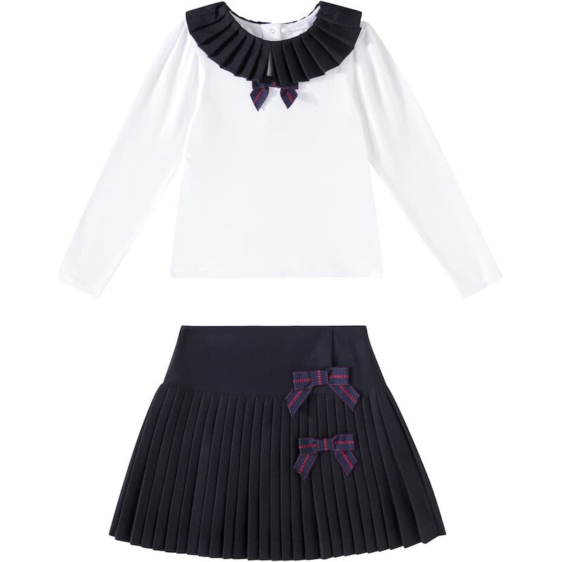 Patachou Bow-detail top and skirt set