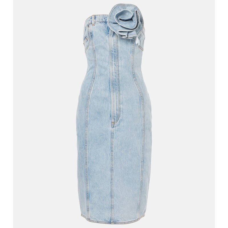 Area Floral-appliquÃ denim midi dress
