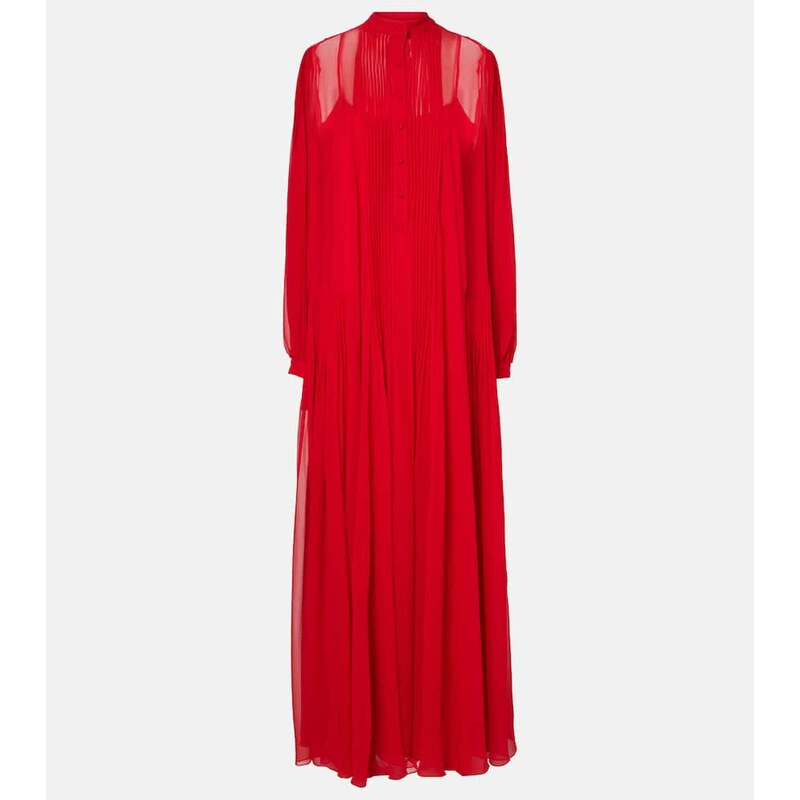 Costarellos Clarinda pleated silk georgette maxi dress