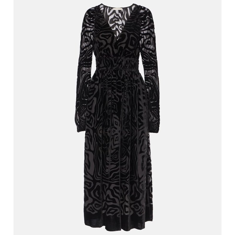 Ulla Johnson Elora velvet and mesh midi dress