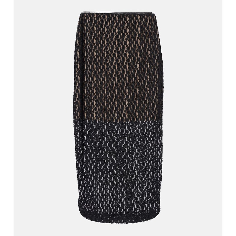 Vince Floral sheer smocked lace midi skirt