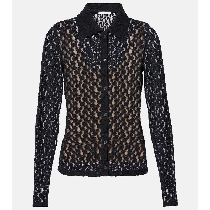 Vince Floral sheer smocked lace top