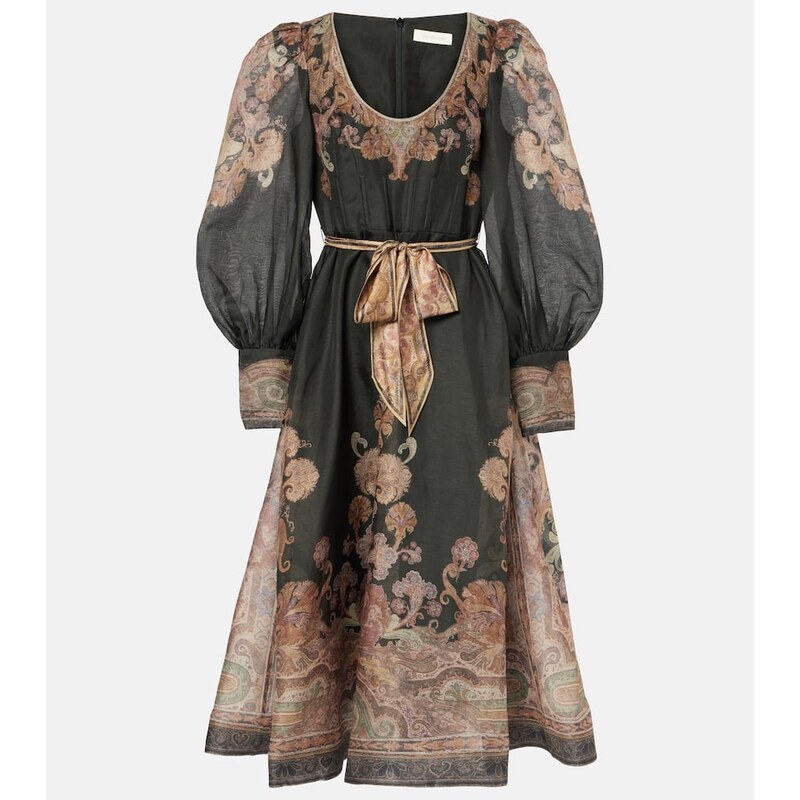 Zimmermann Illustration linen and silk midi dress