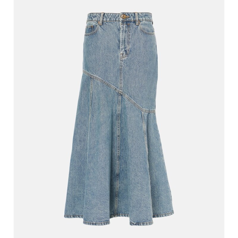 Zimmermann Illustration denim midi skirt