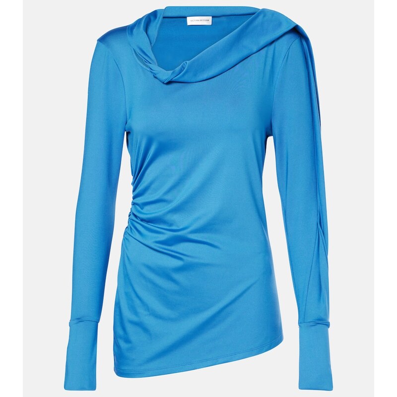 Victoria Beckham Ruched asymmetric jersey top