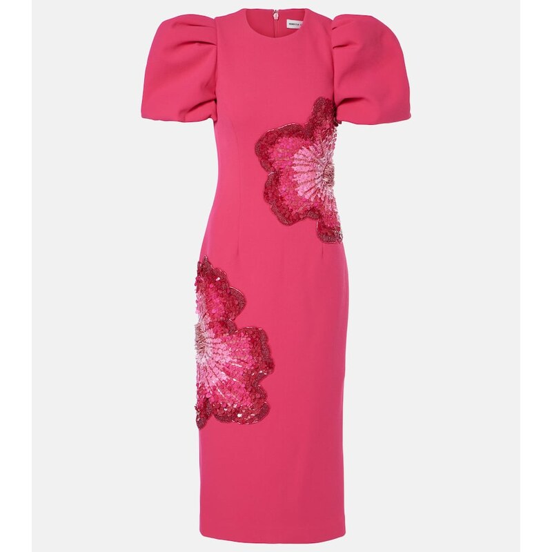 Rebecca Vallance Layana puff-sleeve embellished midi dress