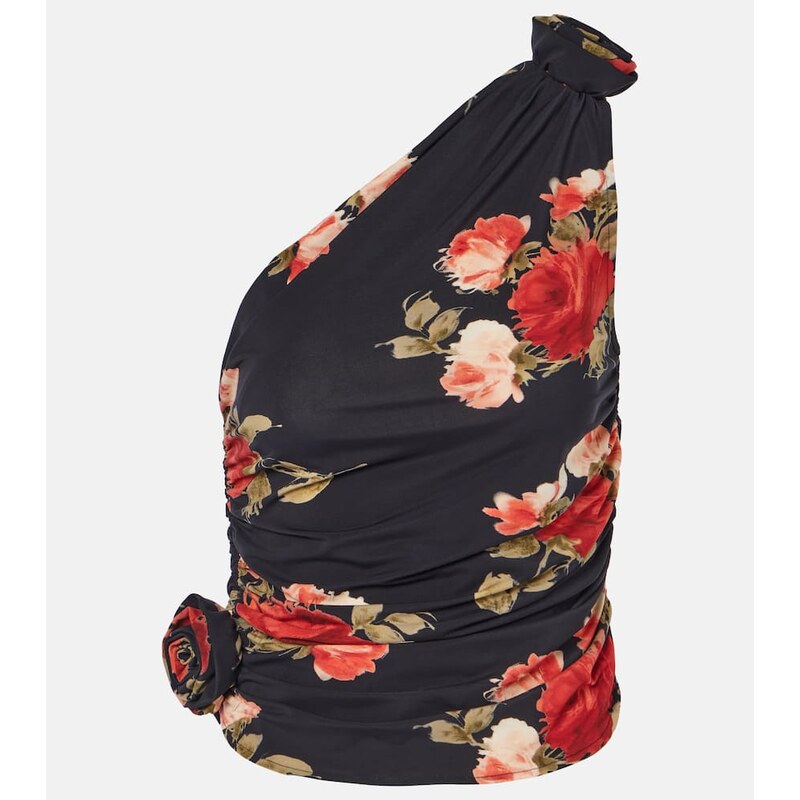 Magda Butrym Floral ruched one-shoulder top