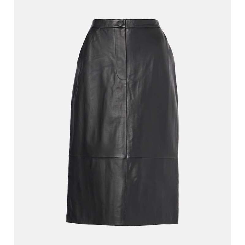 Yves Salomon Leather midi skirt
