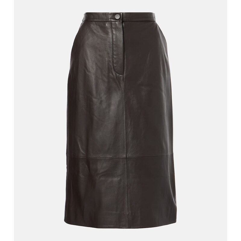 Yves Salomon Leather midi skirt