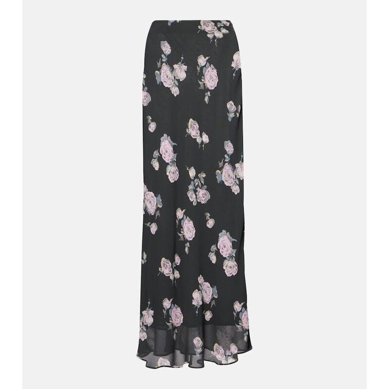 Ganni Floral crÃªpe maxi skirt