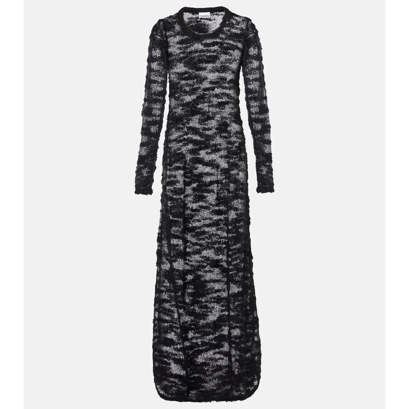 Ganni Sheer bouclÃ maxi dress