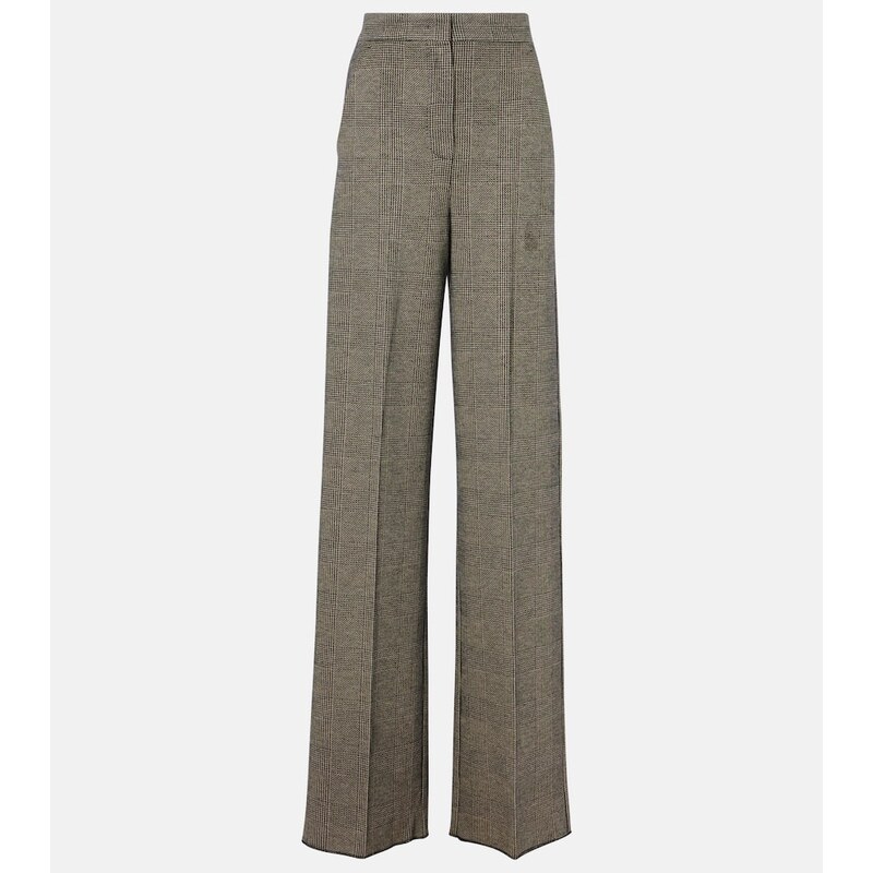 Max Mara Cognac houndstooth wool-blend straight pants