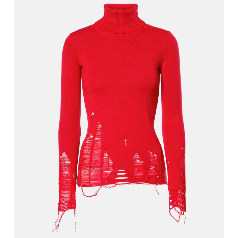 MM6 Maison Margiela Distressed wool-blend turtleneck sweater