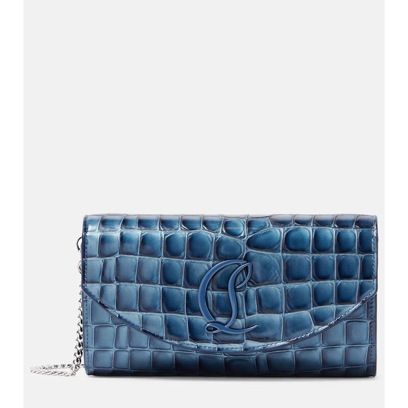 Christian Louboutin Loubi54 croc-effect leather wallet on chain