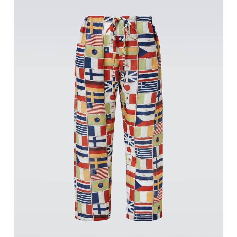 Bode International printed linen straight pants