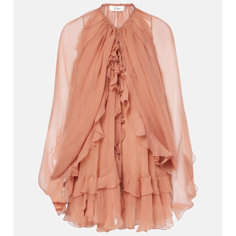 Chloé Ruffled silk muslin cape