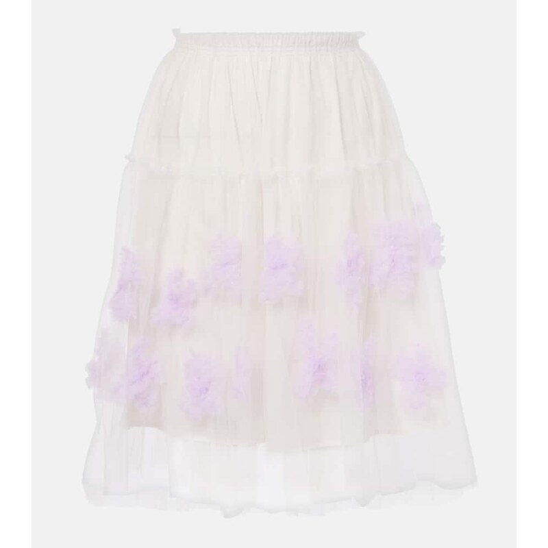 Susan Fang Floral-appliquÃ mesh midi skirt