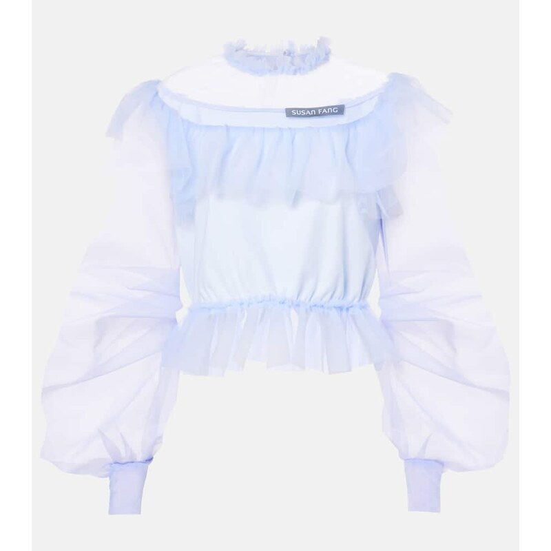 Susan Fang Ruffled puff-sleeve organza top