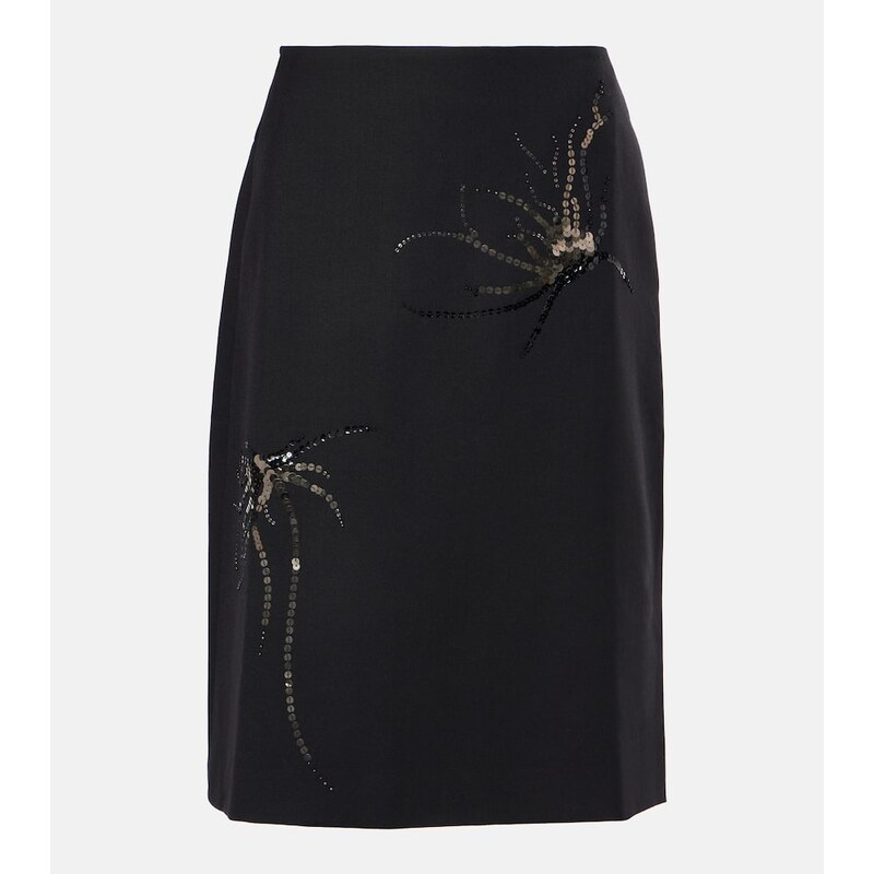 Jacques Wei Sequined wool pencil skirt
