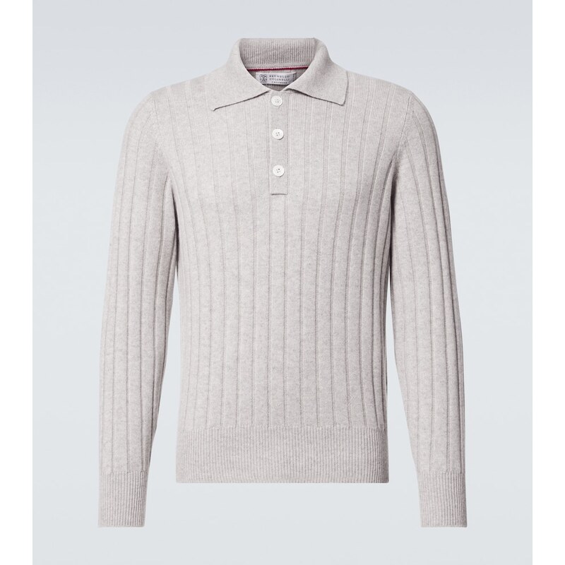 Brunello Cucinelli Ribbed-knit cashmere polo sweater
