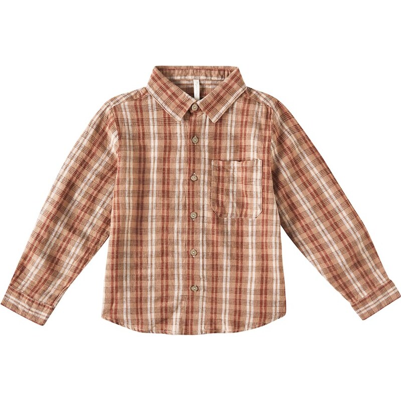 Rylee + Cru Plaid linen-blend shirt