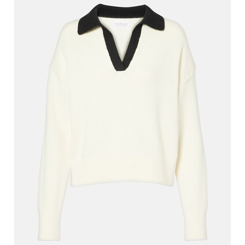 Velvet Lucie cotton and cashmere polo sweater