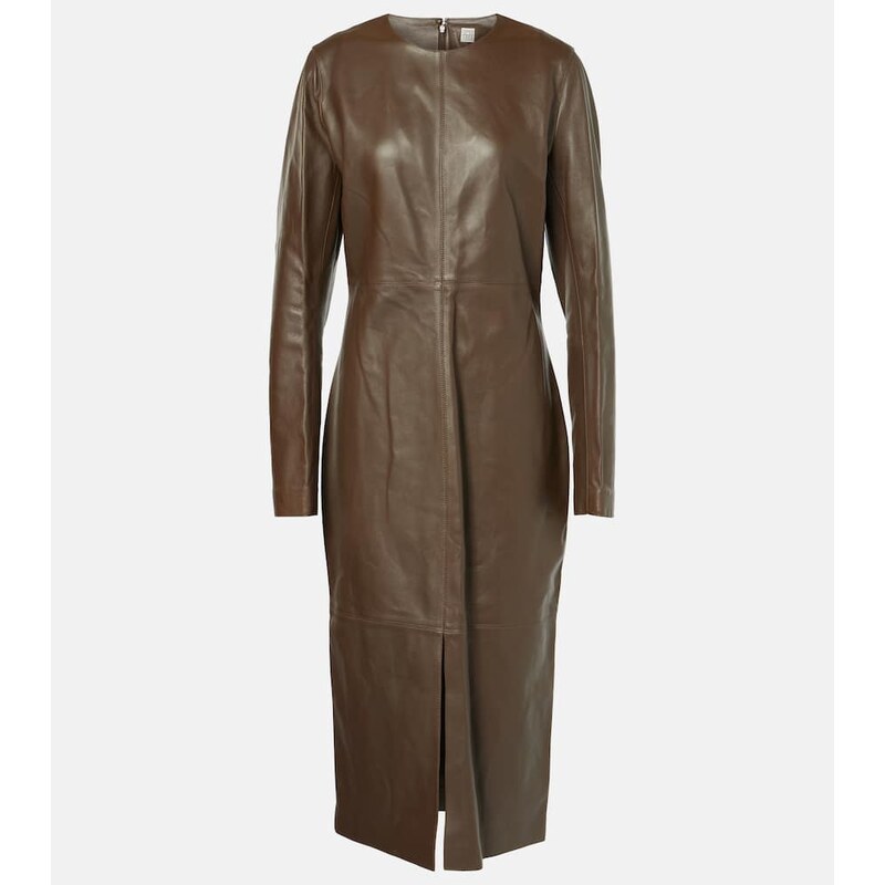 Toteme Paneled leather midi dress
