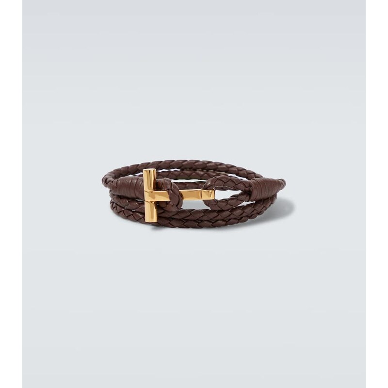Tom Ford T braided leather bracelet