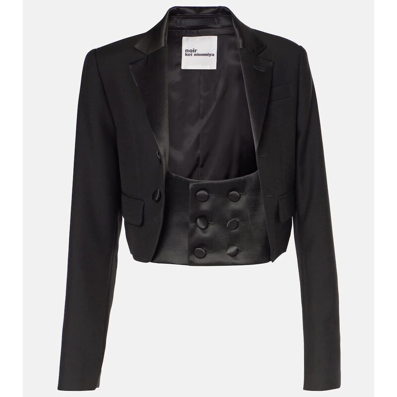 Noir Kei Ninomiya Cropped wool, mohair, and silk jacket