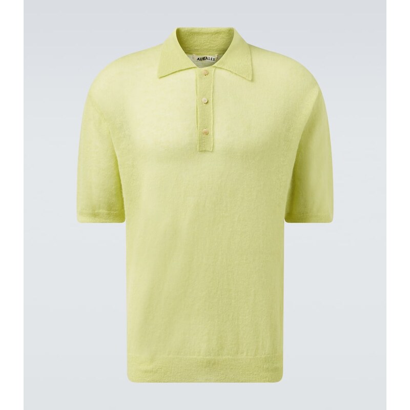 Auralee Mohair-blend polo sweater